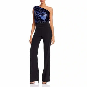 Ramy Brook Benji metallic jumpsuit in navy black